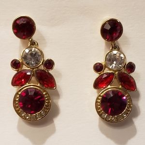Givenchy Red Hanging Earrings - Gold plated backs with marking. Missing backs.